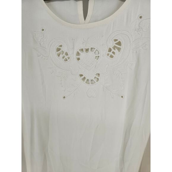 LC Lauren Conrad Womens Sz XL Long Sleeve Blouse Cream w Keyhole Cutouts - Picture 2 of 4